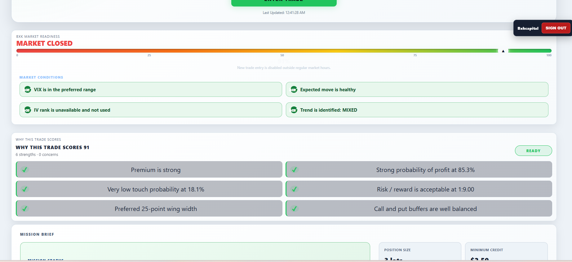 BXK Trader Pro Market Readiness and trade-quality analysis